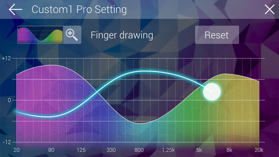 En grafisk equalizer med justering av ljudfrekvenser.