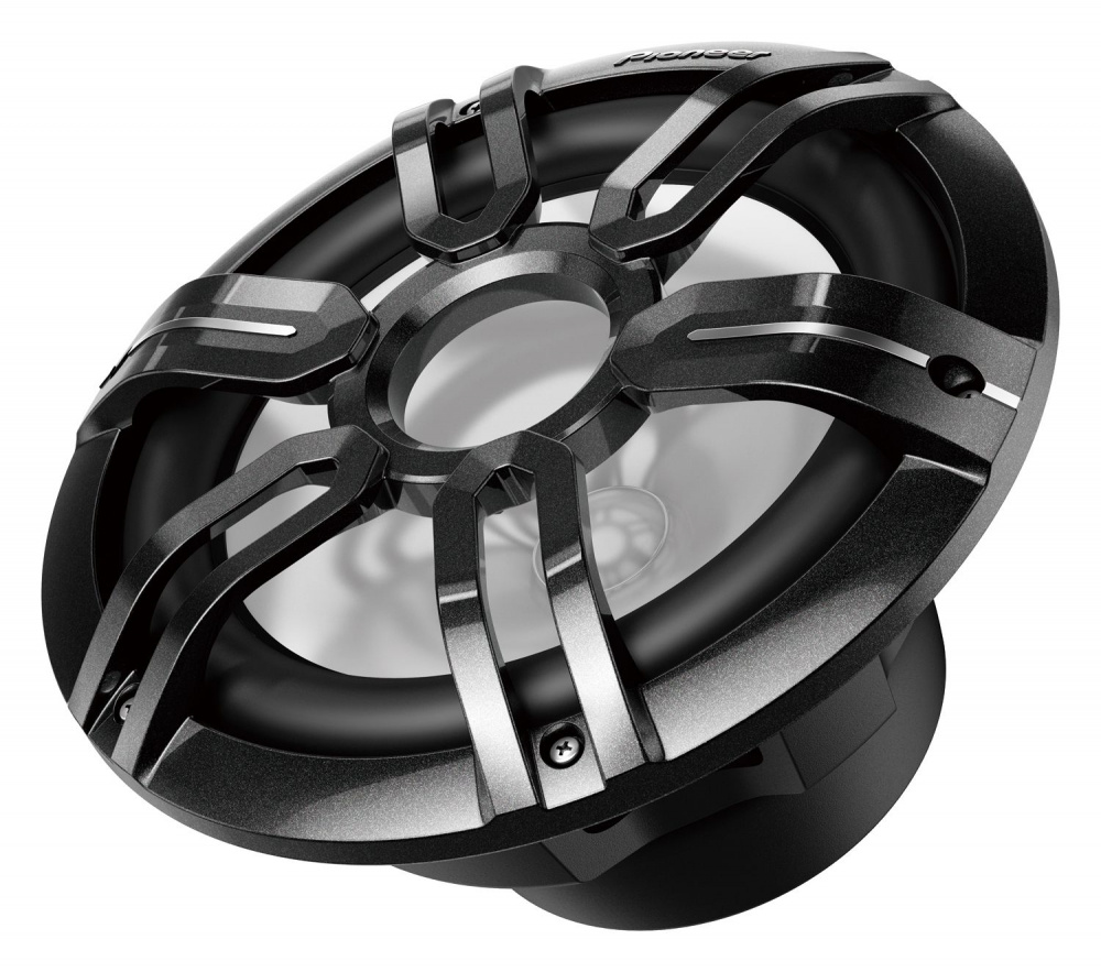 10-tums marinbas med svart metallram och tydlig kon. Designed för utomhusbruk.