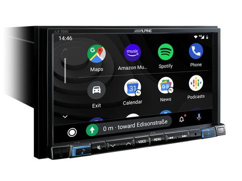 En bilstereo med pekskärm, appar och navigering.