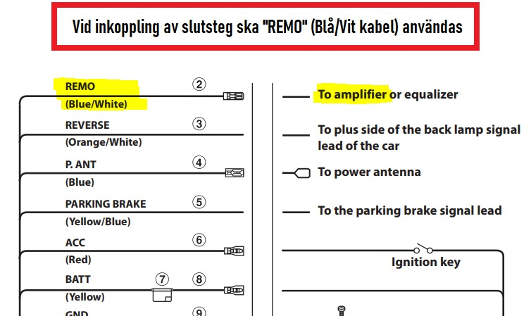 Kopplingsschema för Alpine ILX-W650BT bilstereo med anslutningar.