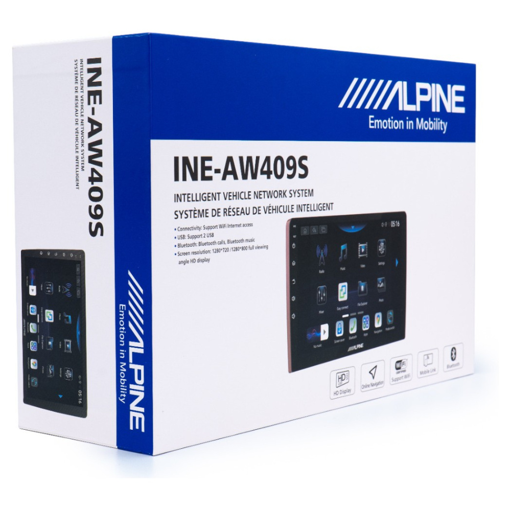 Alpine INE-AW409S, 9-tums bilstereo med trådlös CarPlay/Android Auto