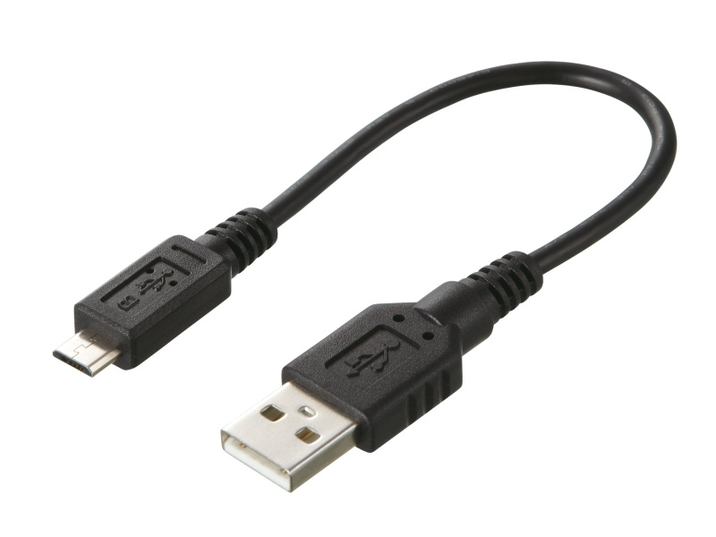 USB-kabel med en micro-USB och en standard USB-kontakt.