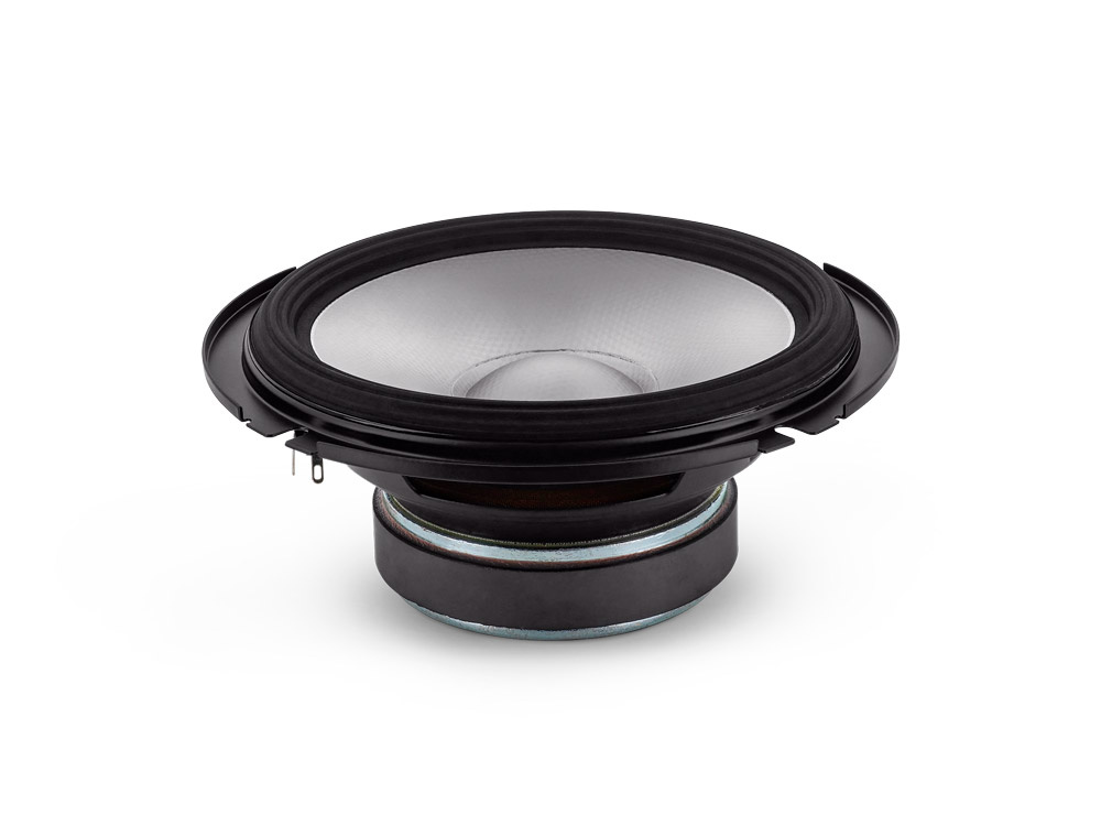 Högtalarelement från Alpine, 6,5 tum, med svart ram och silverfärgad kon.