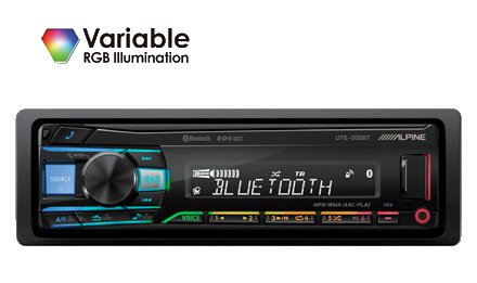 Bilstereo med Bluetooth och variabel RGB-belysning.