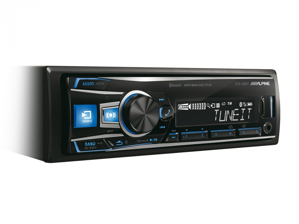 Alpine UTE-92BT, bilstereo med Bluetooth, AUX och USB