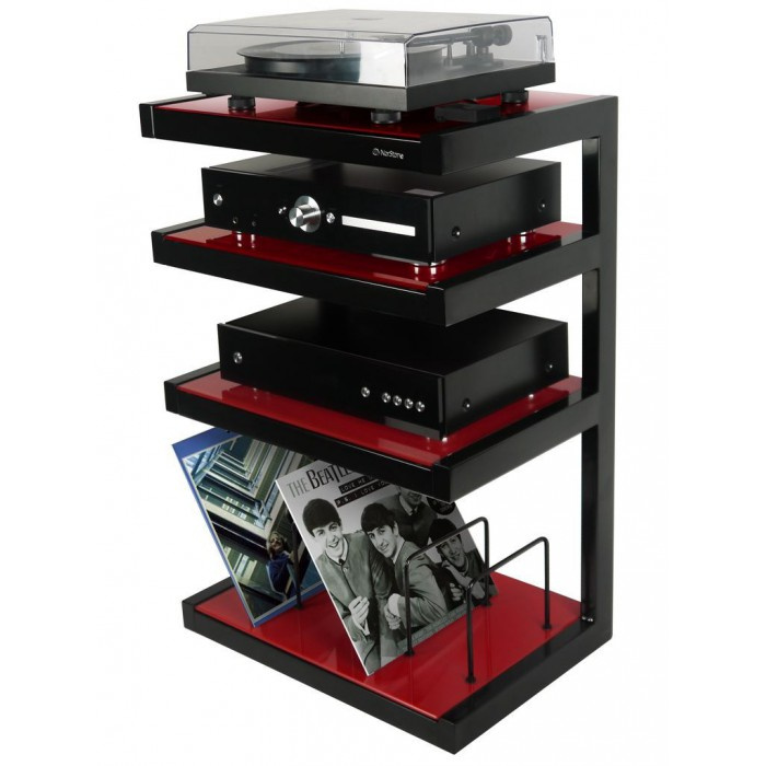 Norstone Esse Hifi Vinyl, röd stereobänk
