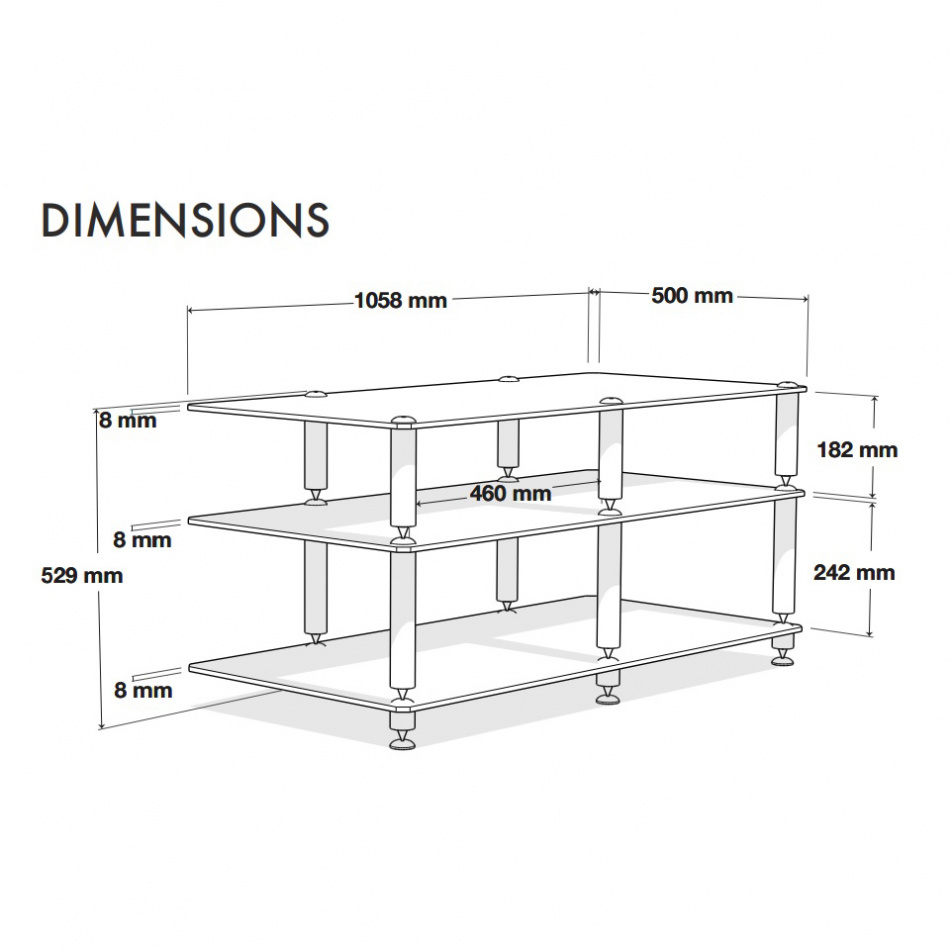Möbelritning med mått för Norstone Bergen AV 2, svart TV-bänk.
