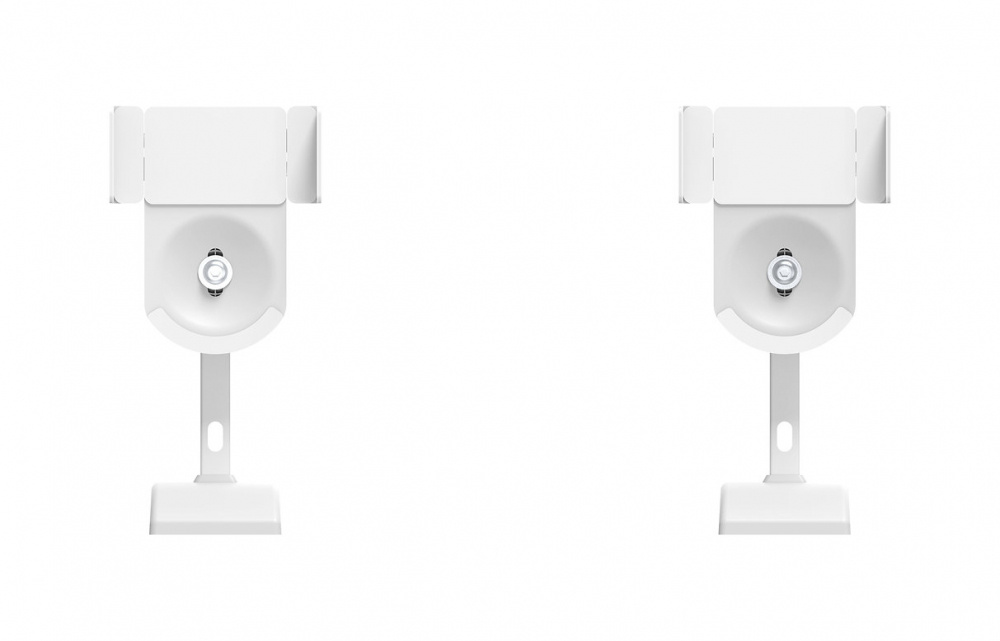 Vitt väggfäste för högtalare, dubbel uppsättning med stabil bas.