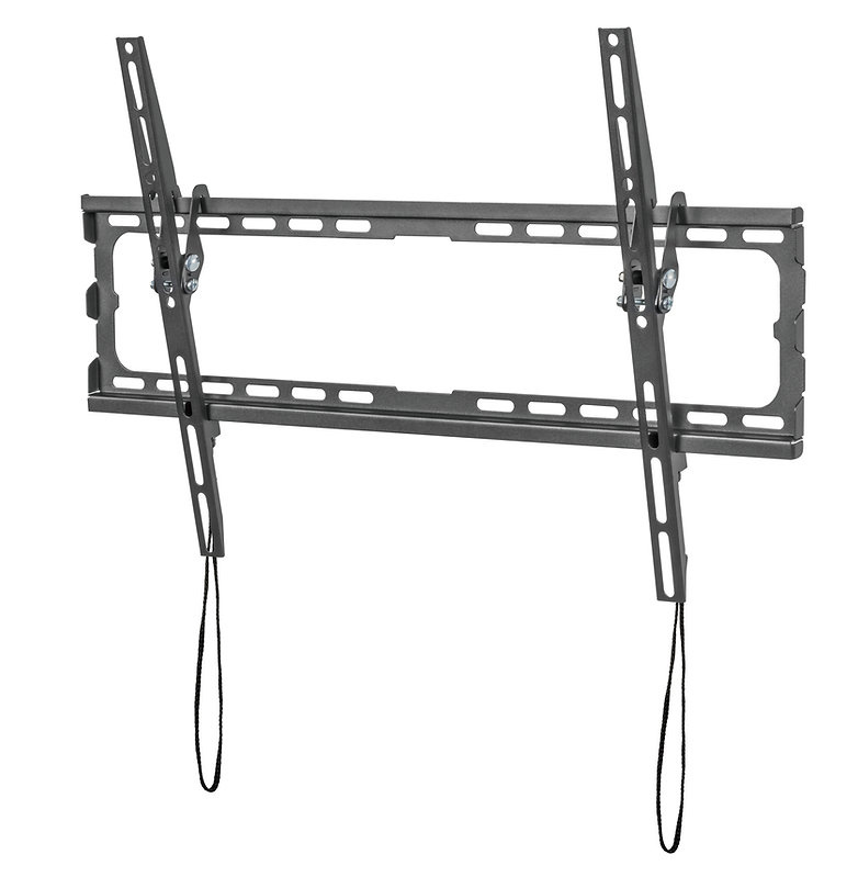 Tiltbart väggfäste för TV med justerbara fästen och robust design.
