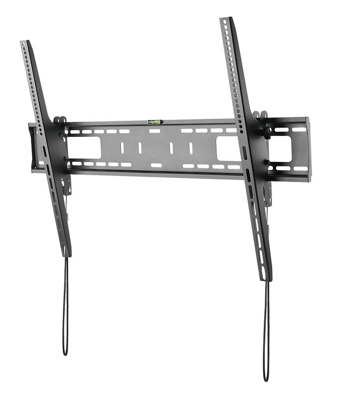 Väggfäste för TV med tilt-funktion, metallkonstruktion, justerbar höjd.