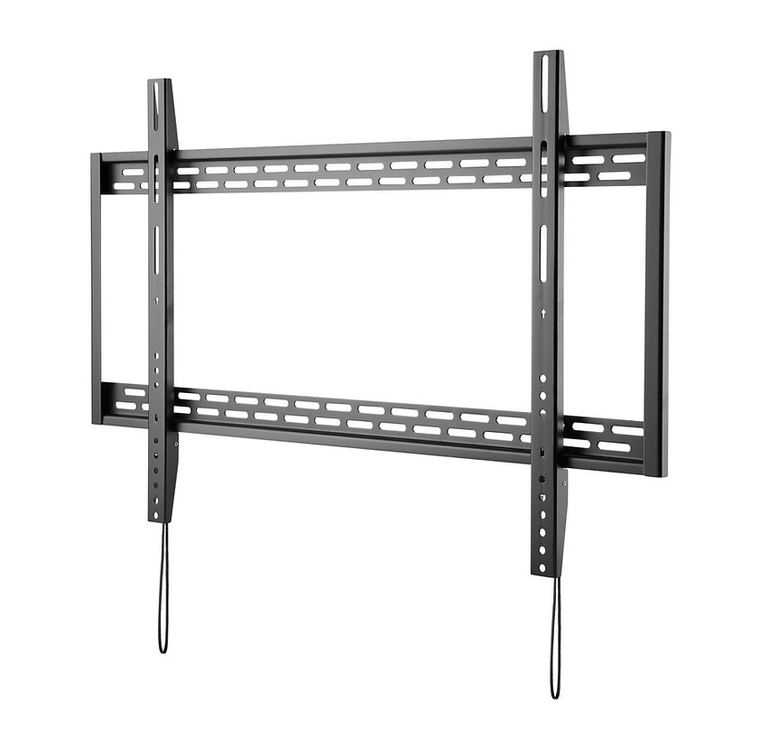 Väggfäste för TV i svart metall med justerbara fästen.