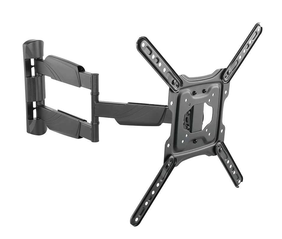 Vridbart väggfäste för TV med justerbara armar och fäste.