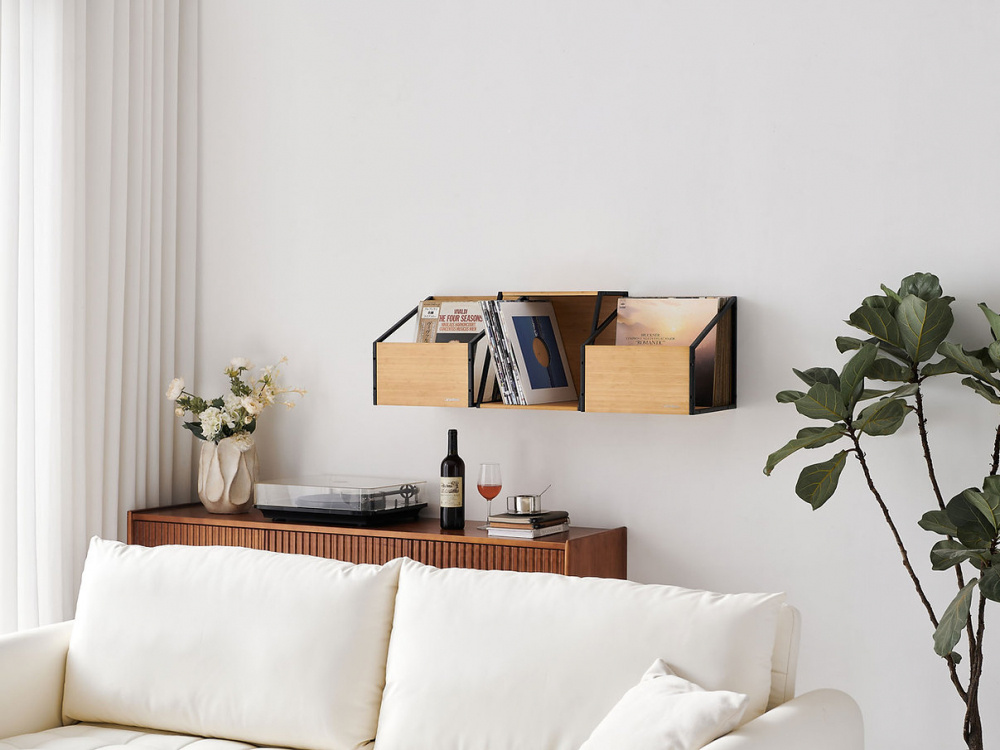 NorStone Vinyl LP Case, bambu/svart