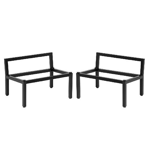 Svart metallställ för audio- eller videoprodukter, två stycken.