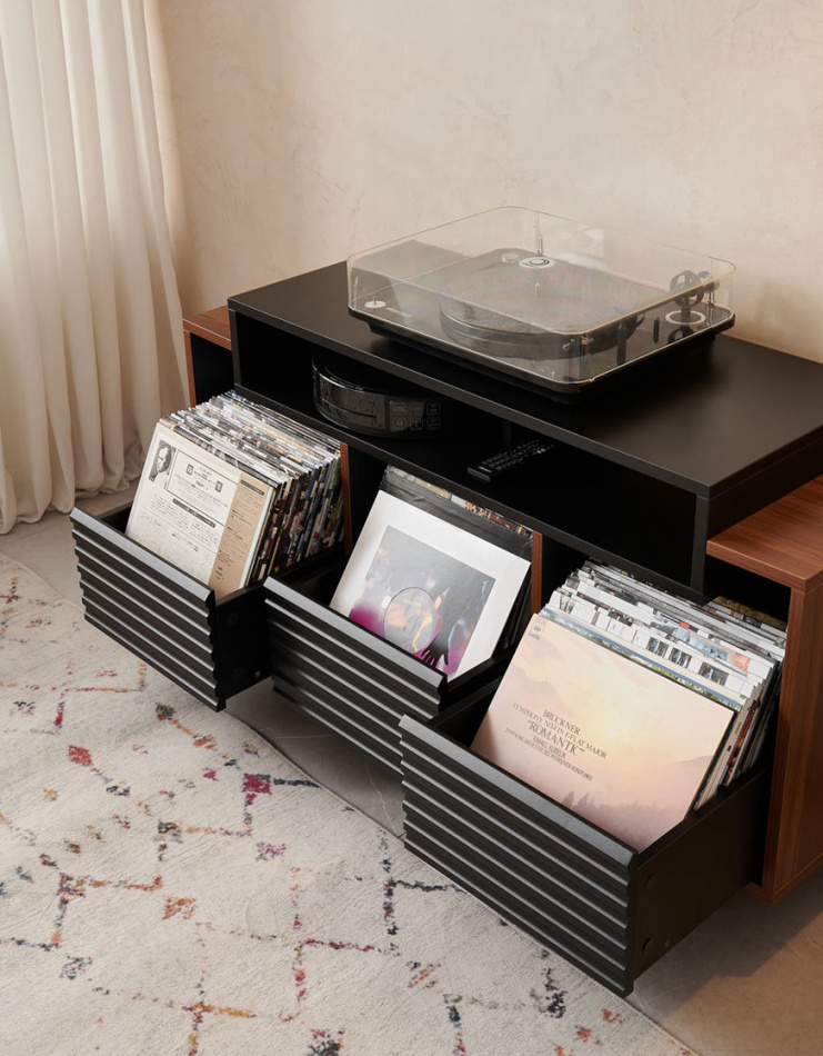 NorStone Oslo Vinyl 1200 mediabänk svart/valnöt