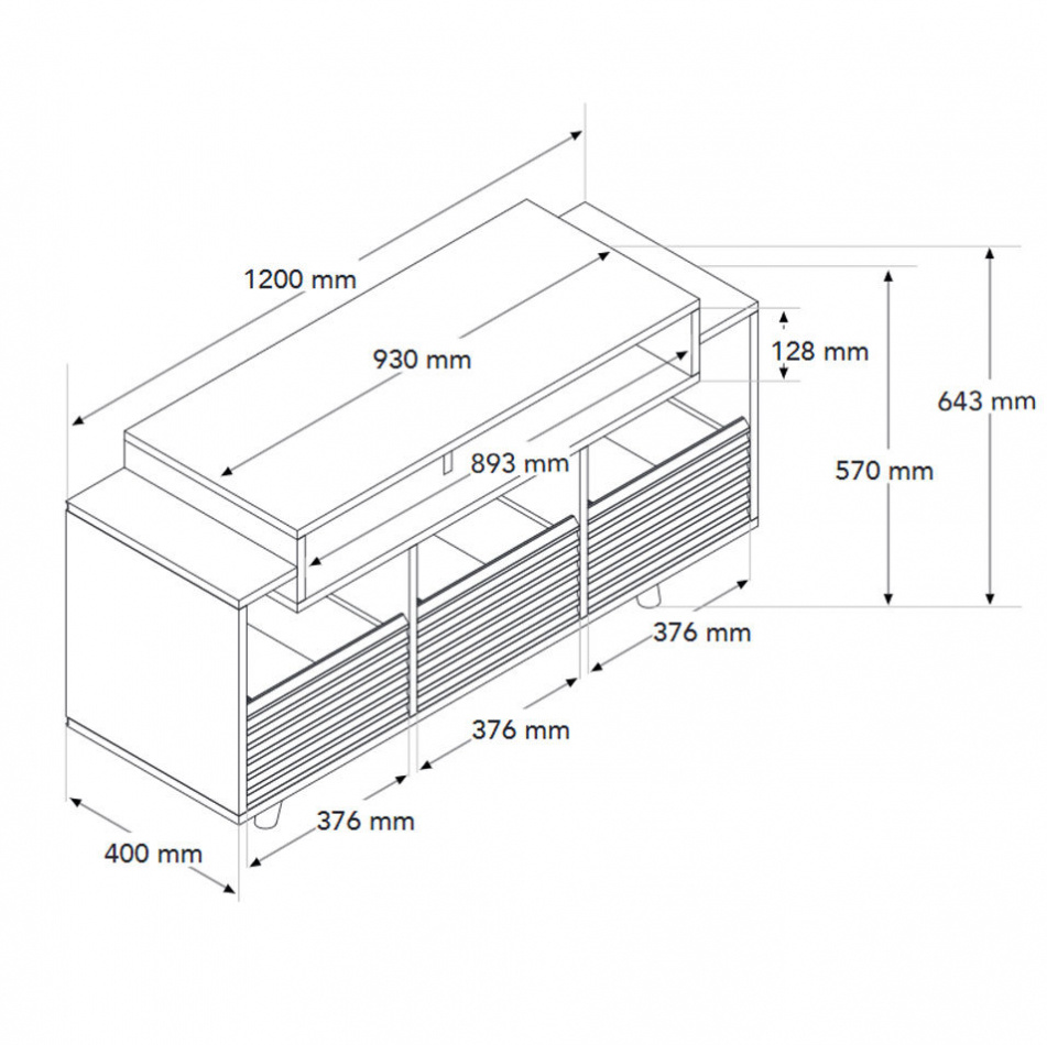 NorStone Oslo Vinyl 1200 mediabänk vit/ek