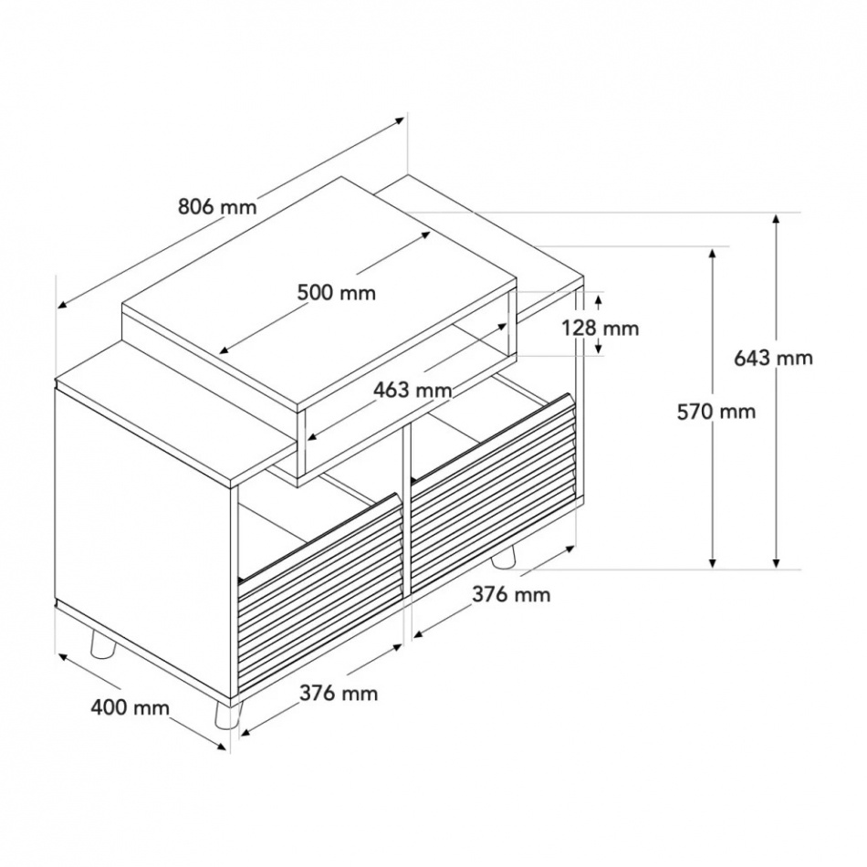 NorStone Oslo Vinyl 800 Mediabänk, svart/valnöt