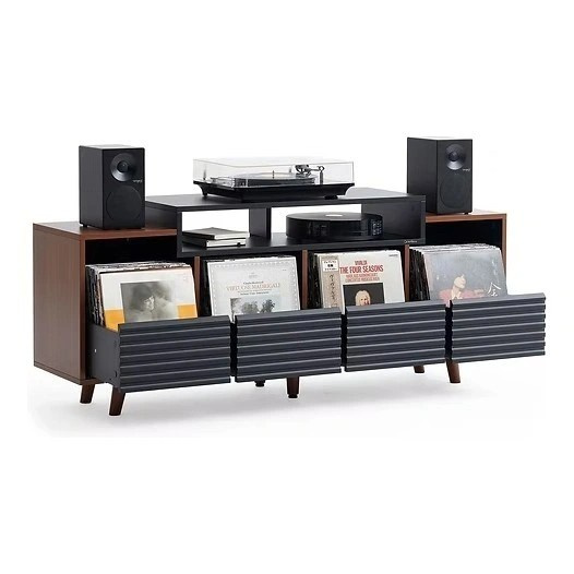 NorStone Oslo Vinyl 1600 mediabänk svart/valnöt