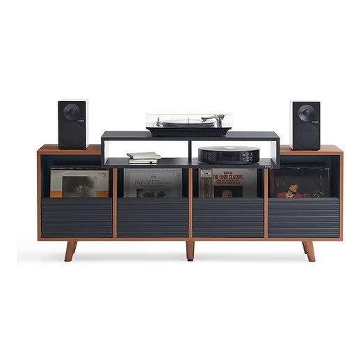 NorStone Oslo Vinyl 1600 mediabänk svart/valnöt
