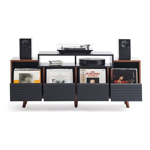 NorStone Oslo Vinyl 1600 mediabänk svart/valnöt