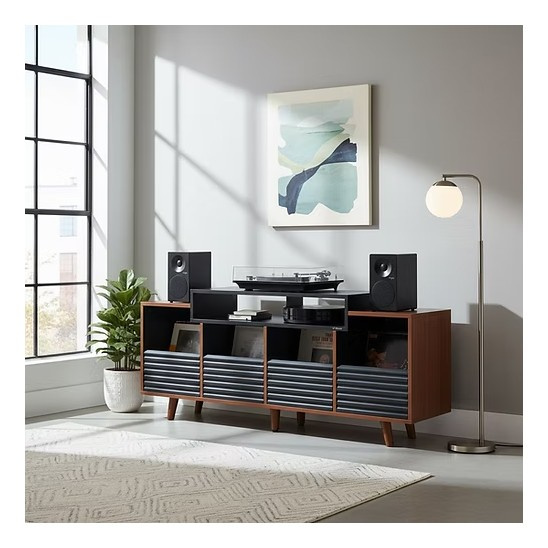 NorStone Oslo Vinyl 1600 mediabänk svart/valnöt