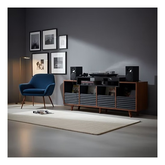 NorStone Oslo Vinyl 1600 mediabänk svart/valnöt