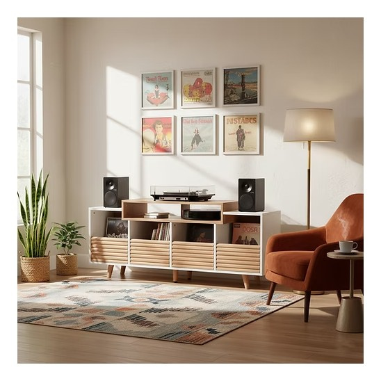 NorStone Oslo Vinyl 1600 mediabänk vit/ek
