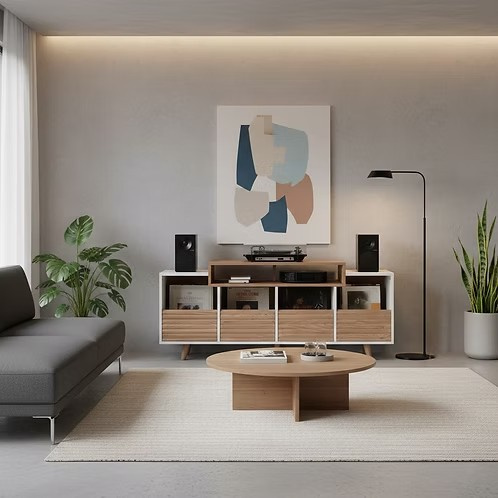 NorStone Oslo Vinyl 1600 mediabänk vit/ek