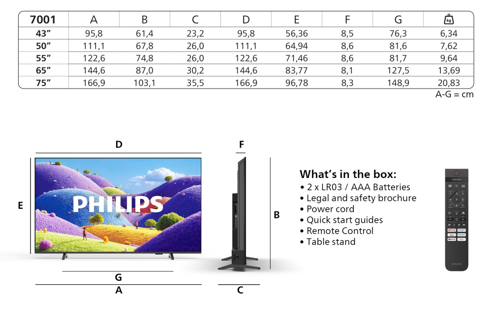 Philips 43PUS7001/12, 43-tums 4K LED-TV med Titan OS