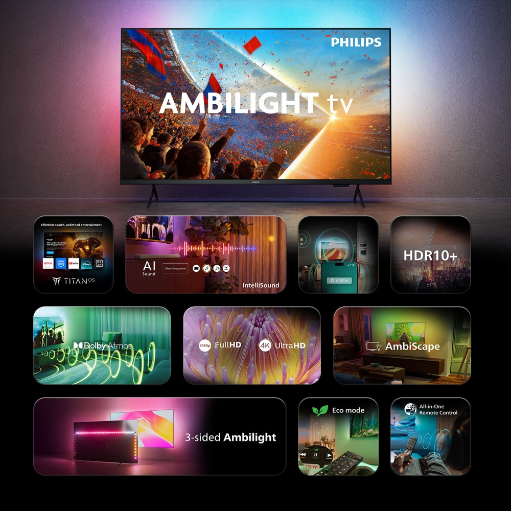 Philips 50PUS8001/12, 50-tums 4K LED-TV med Ambilight