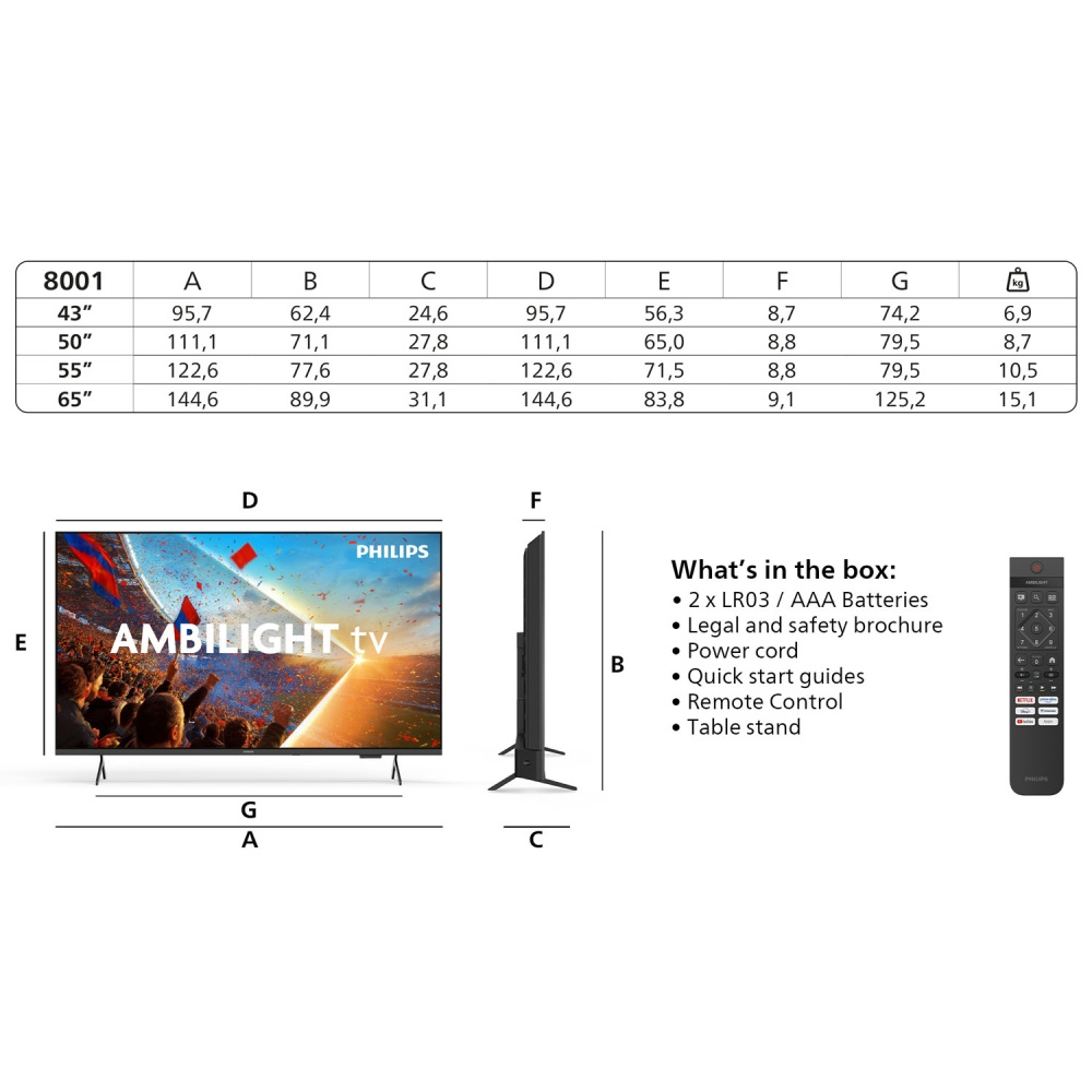 Philips 65PUS8001/12, 65 tum 4K UHD Ambilight-TV
