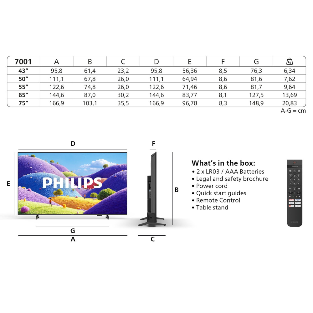 Philips 75PUS7001/12, 4K LED-TV med Titan OS
