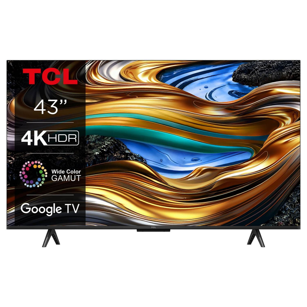 En 43 tum 4K LED-TV med färgglad design och Google TV.