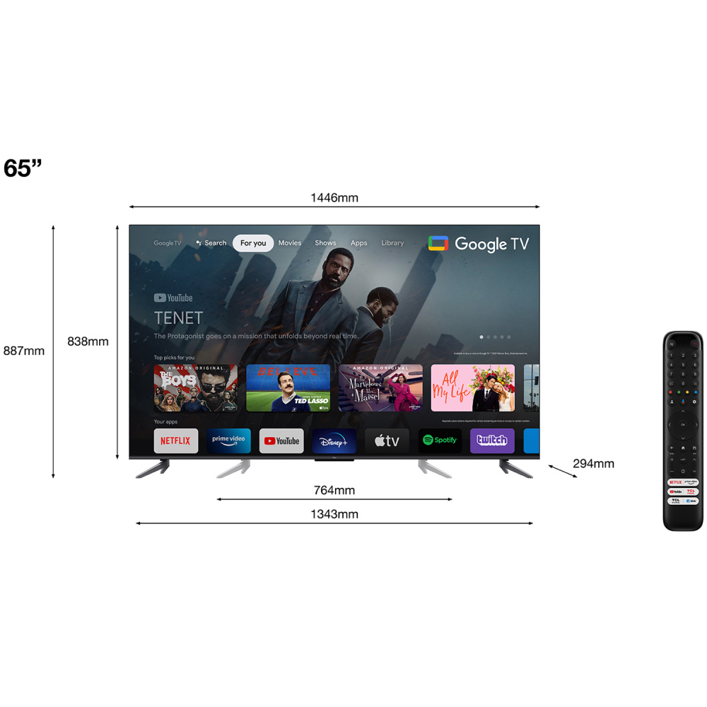 TCL 65C645 65 tum QLED med 4K HDR och Android TV