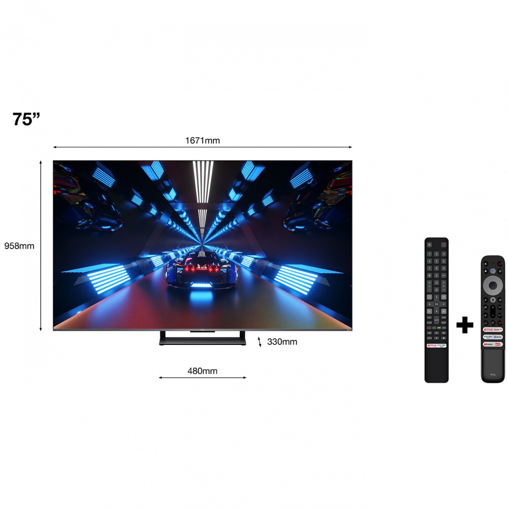 TCL 75 tum QLED med Google TV och 4K HDR - 75C735