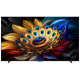 TCL 98C655, 98 tum 4K QLED Pro Google TV En färgglad skärm med fjädrar och mönster på en TV.