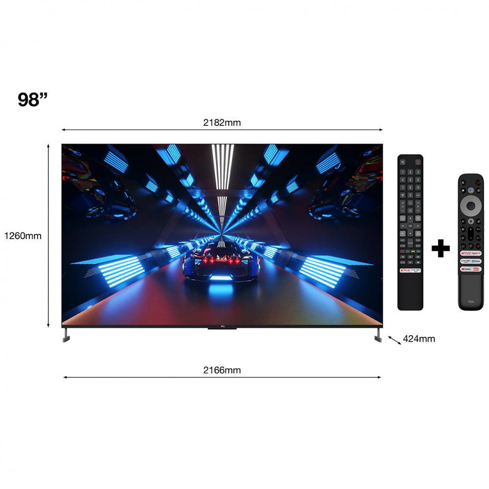 TCL 98 tum QLED med Google TV och 4K HDR - 98C735