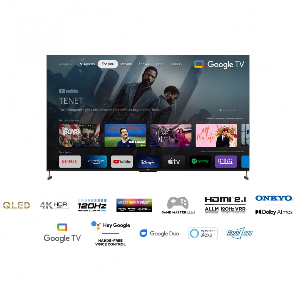 TCL 98 tum QLED med Google TV och 4K HDR - 98C735