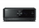 Yamaha RX-V6A hemmabioförstärkare, svart En svart hemmabioförstärkare med digital display och kontroller.
