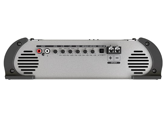 En förstärkare med kontroller och anslutningar för ljud.