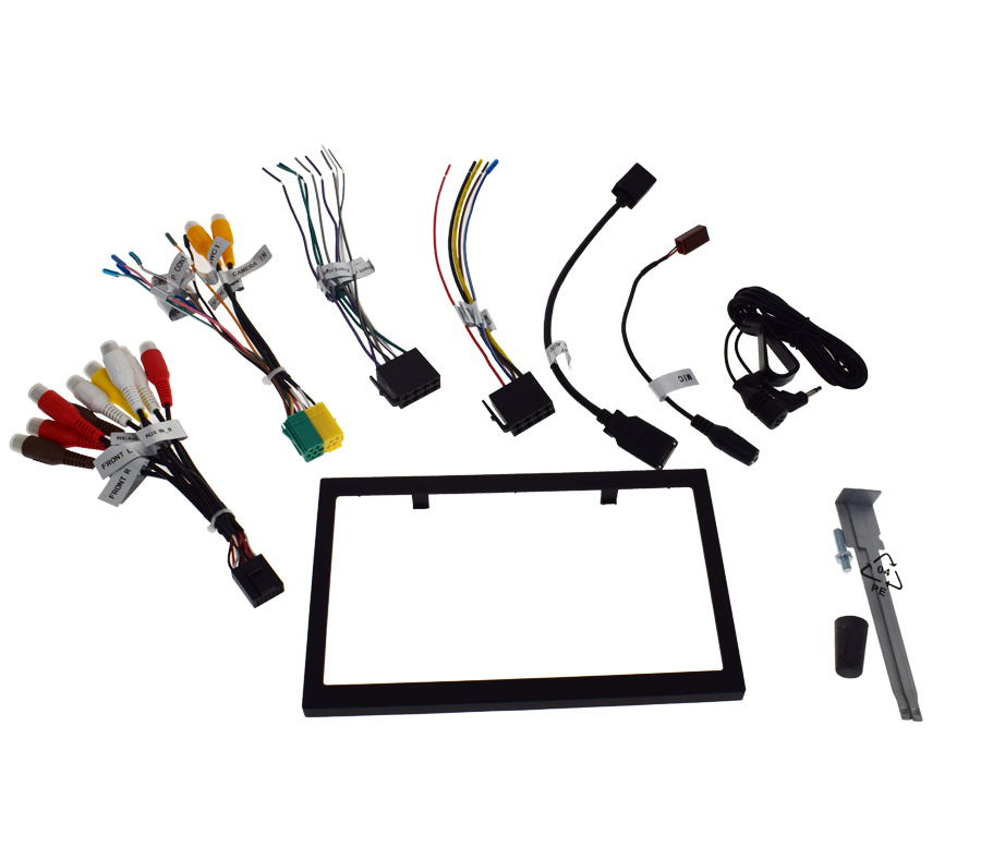 Kabelsats och ram för installation av Macrom M-DL7000D bilstereo.