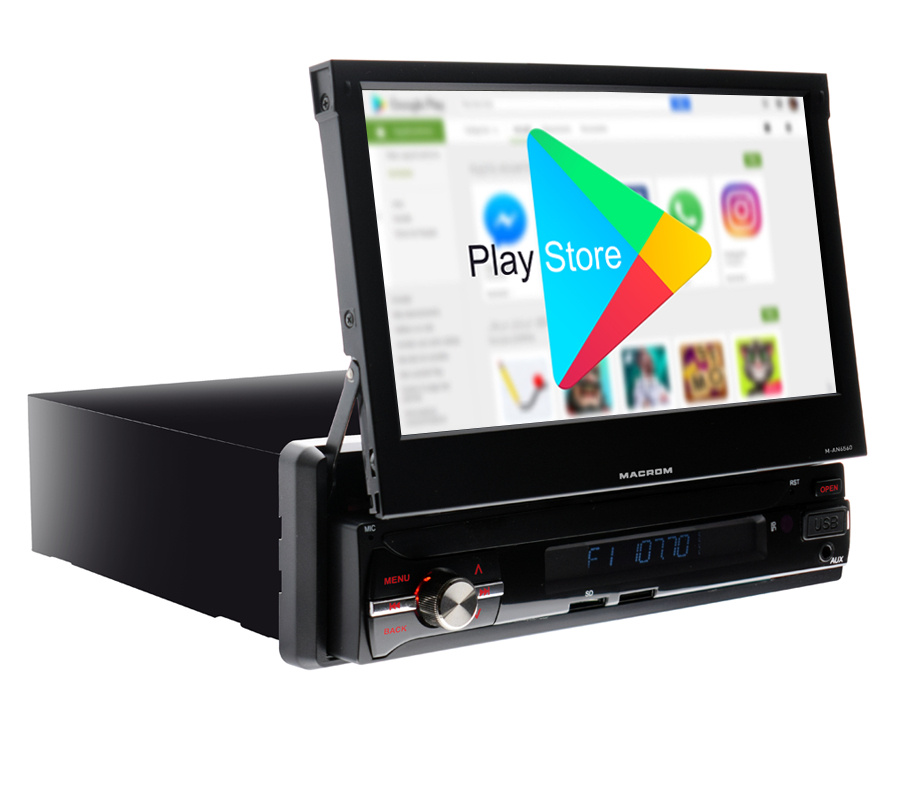 Macrom M-AN6560 bilstereo med motoriserad skärm, Android 10 & mer