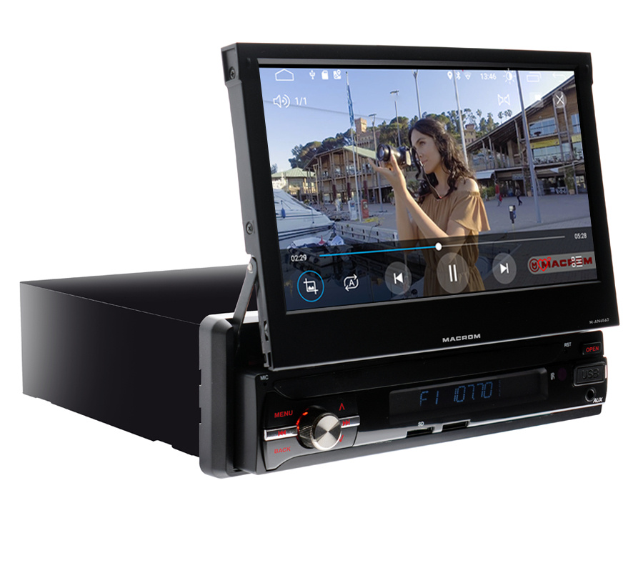 Macrom M-AN6560 bilstereo med motoriserad skärm, Android 10 & mer
