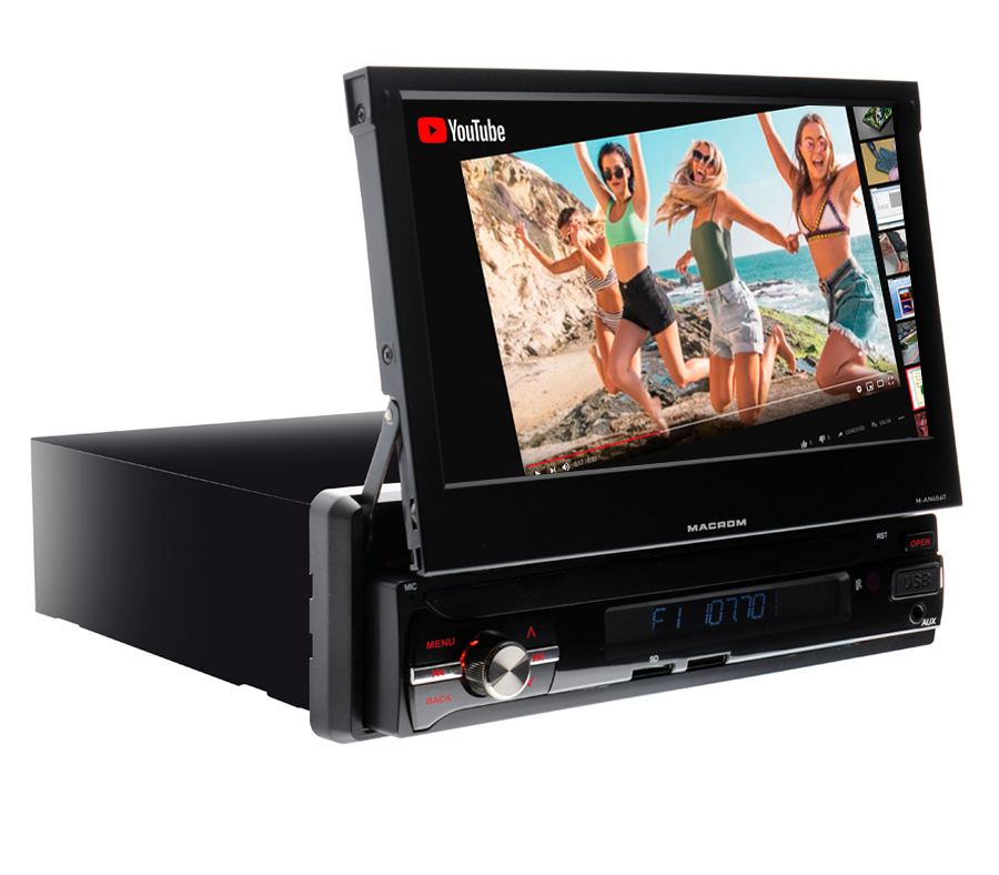 Macrom M-AN6560 bilstereo med motoriserad skärm, Android 10 & mer