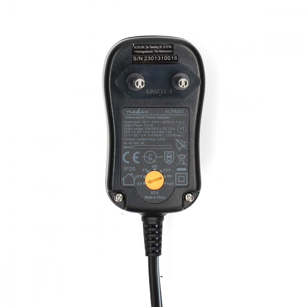 Nedis universal nätadapter, 6 st. kontaktstycken, 3-12V DC / 2.0A, returexemplar