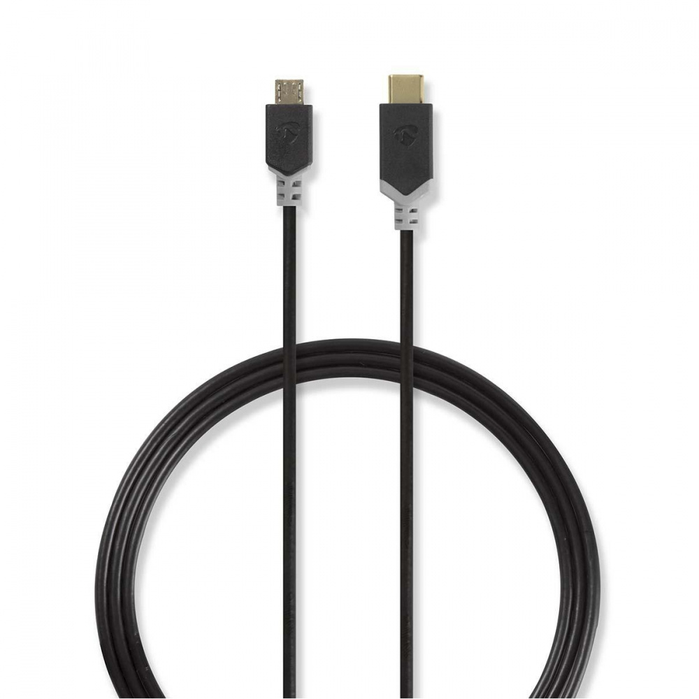 USB-C till Micro-USB-kabel, 1 meter lång, svart.