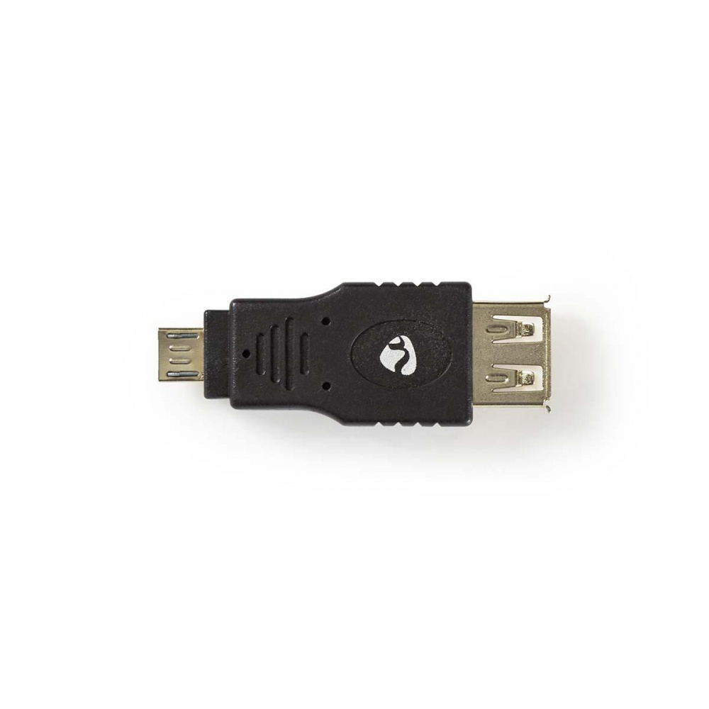 USB-A till Micro USB-adapter i svart plast.