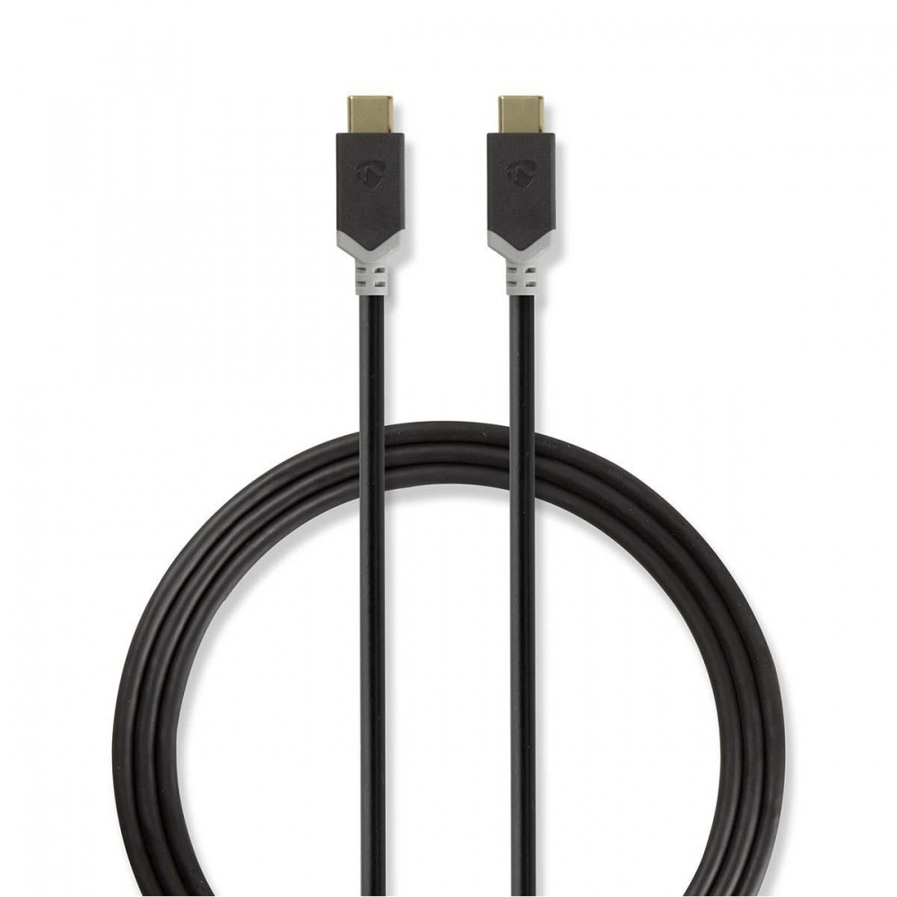 USB-C till USB-C-kabel, 1 meter, svart.