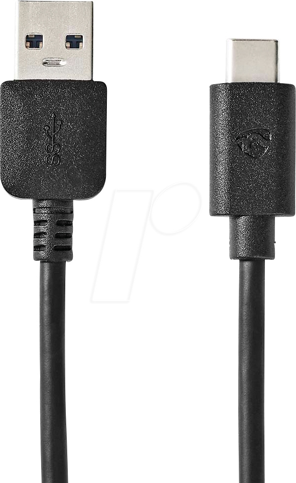 NEDIS CCGW61600BK20 USB-A till USB-C-kabel, svart, 2 meter