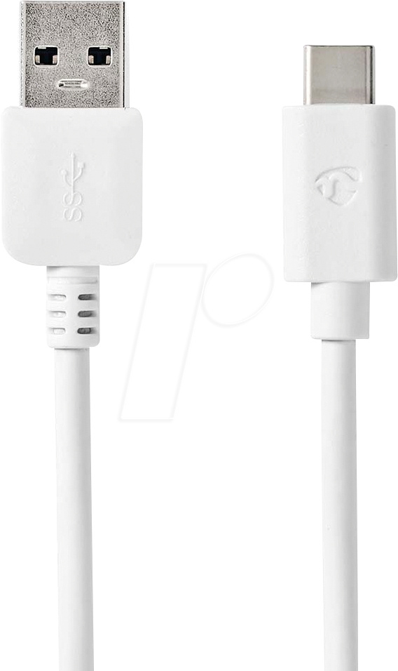 NEDIS CCGW61600WT10 USB-A till USB-C-kabel, vit, 1 meter